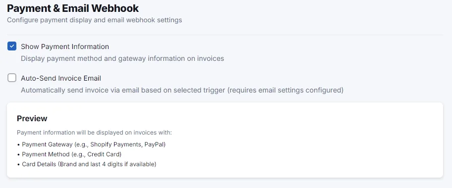 Zahlung & E-Mail-Webhook